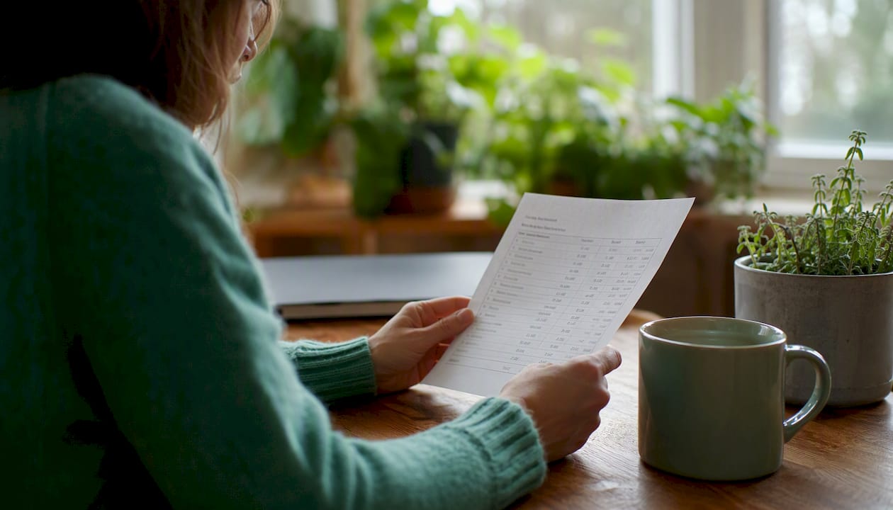 Hands reviewing a medication cost breakdown