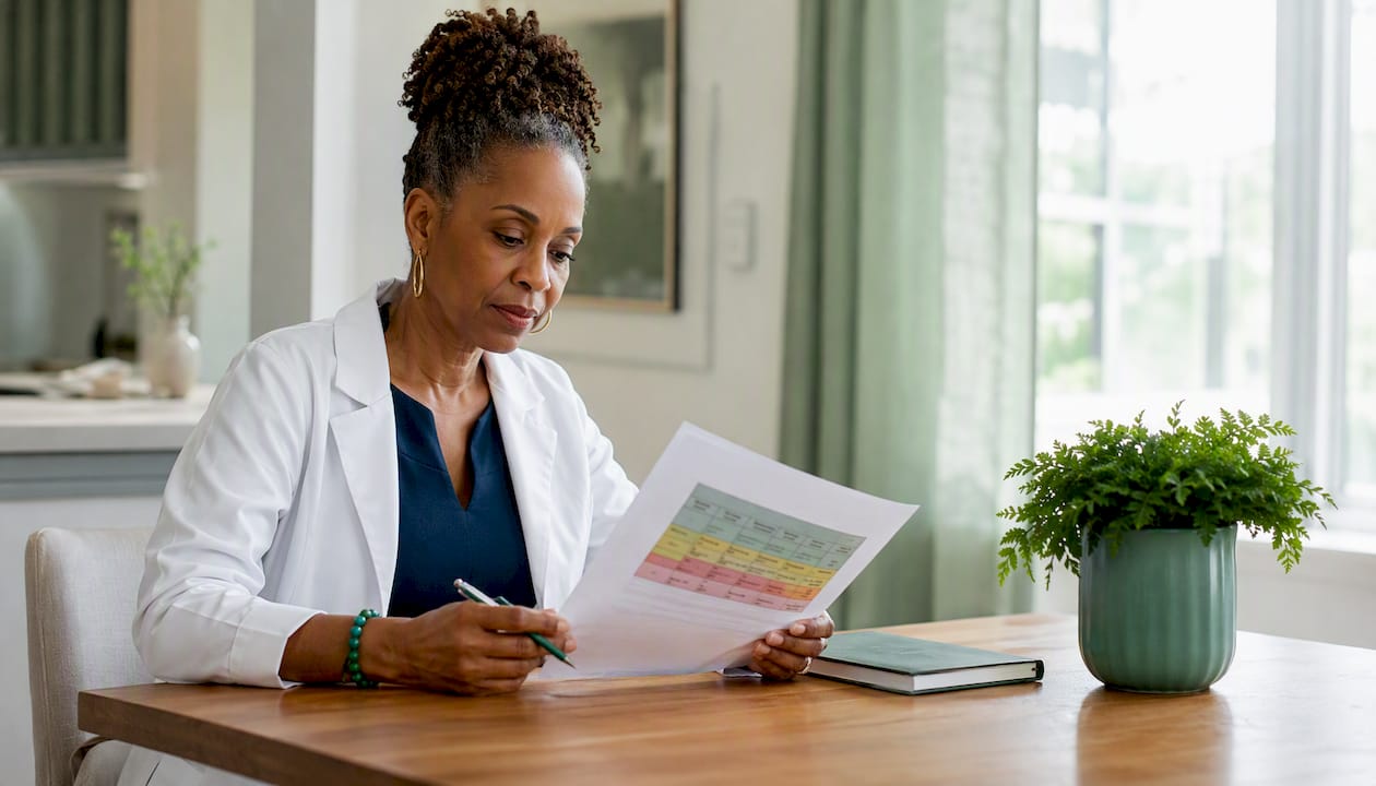 Physician reviewing a BMI chart