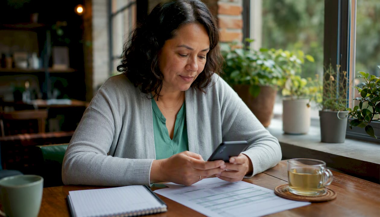 Woman filling out a savings program application